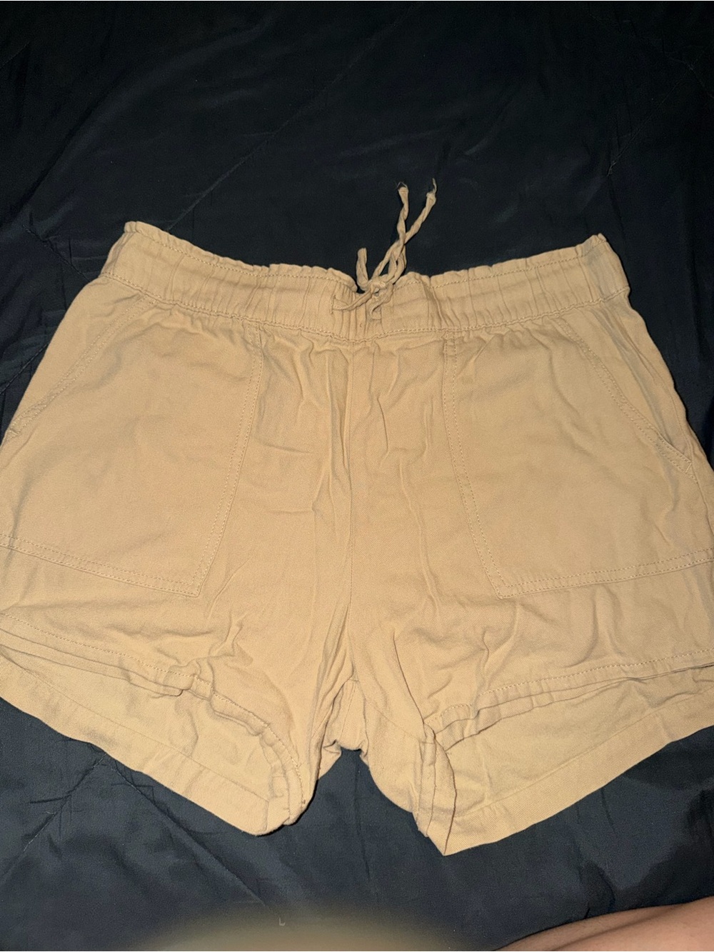 High-Waist Casual Drawstring Shorts in Tan